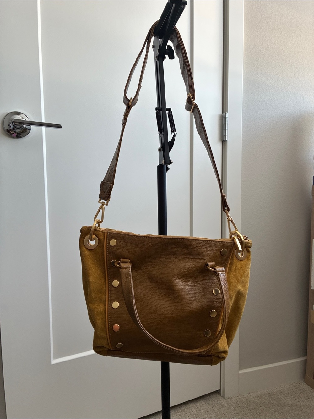Hammitt Daniel Medium Brown Suede & Leather Shoulder Tote Bag